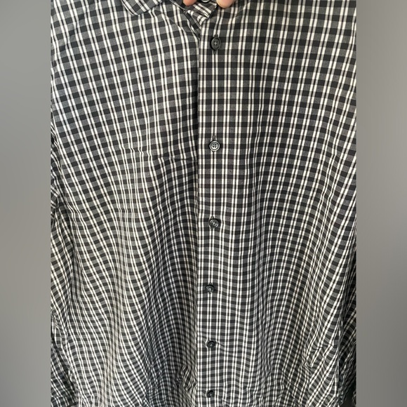 Dark Gray Striped Men's Calibrate Dress Shirt Button Up Neck 16.5 - Picture 4 of 9